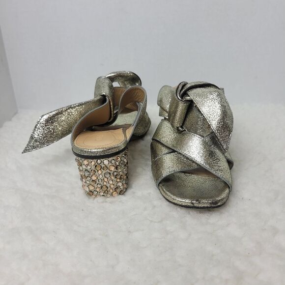 Chloe Nellie Crystal Embellished Top Knot Women's Gray Gkitter Block Heel Sandal - Picture 7 of 12